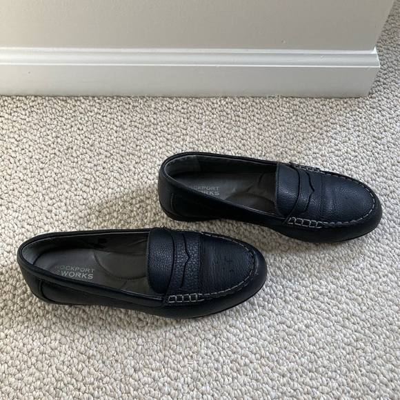 Rockport Steel-Toe Slip Resistant Black Shoes Loafers - Picture 2 of 8